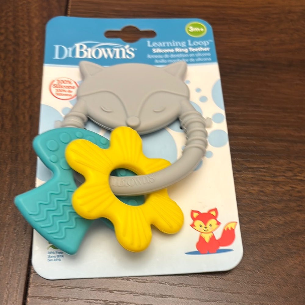 Gray and Yellow Silicone Ring Teether